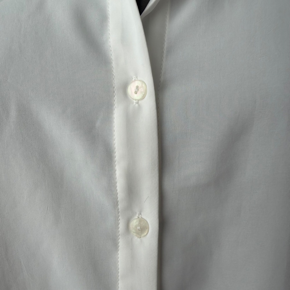 Diosun Womens White Button Down Shirt Mediu Stretch Basic Light Academia Office - Picture 7 of 9